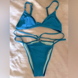 Victoria Secret Vibrant Blue Strappy Bikini Set